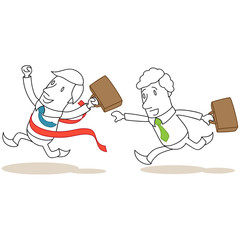 Geschäftsleute, Wettrennen, Vorsprung, Sieger