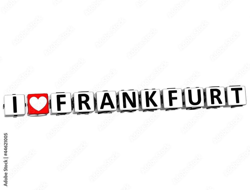 Poster 3d i love frankfurt button click here block text
