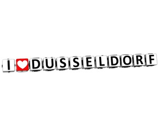 3D I Love Dusseldorf Button Click Here Block Text
