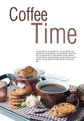 Fresh breakfast on a tray template