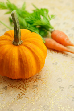 Miniature pumpkin with carrots