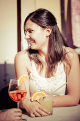 Happy Young Woman Drinking