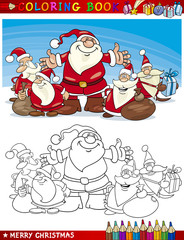 Groupe de père Noël de dessin animé pour la coloration
