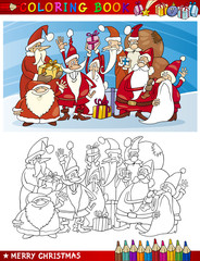 Groupe de père Noël de dessin animé pour la coloration