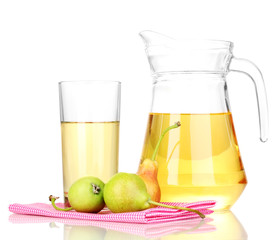 duchess drink with pears on napkin isolated on white.