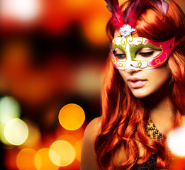 Masquerade. Beautiful Girl in a Carnival mask