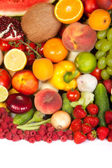 Fototapeta na wymiar Huge group of fresh vegetables and fruits