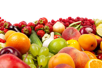 Huge group of fresh vegetables and fruits