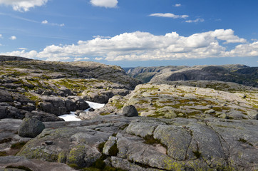 Fototapeta na wymiar Au Kjerag en Norvège