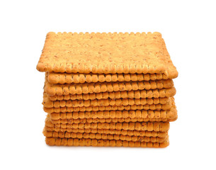 Dietary bran crackers on a white background