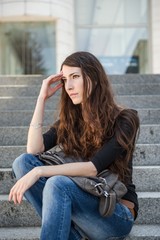 Fototapeta premium Depression - young woman outdoor portrait