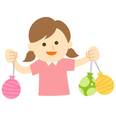 ヨーヨーを持つ女の子