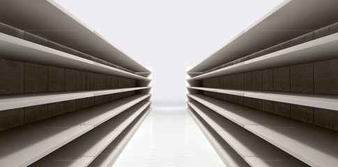 Obraz premium Shopping Aisle With Empty Shelves