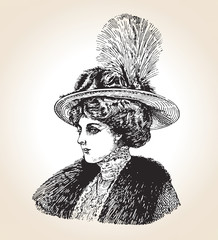 Vector illustration of vintage fashionable woman