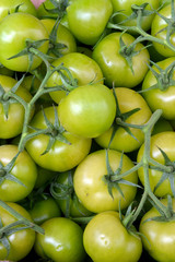 green tomatoes on the counte