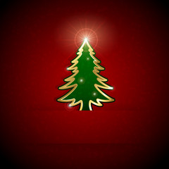 Christmas tree on red background
