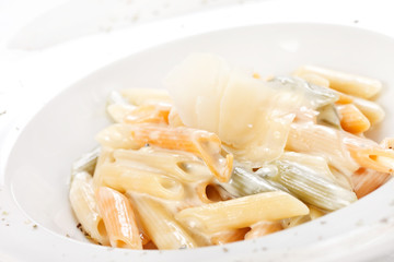 tasty pasta with cream and cheese
