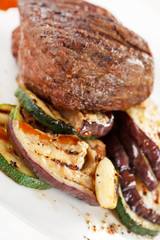 grilled steak with vegetables