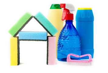 cleaning kit isolated on white