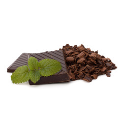 Chocolate bars and mint leaf