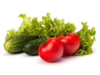 Tomato, cucumber vegetable and lettuce salad