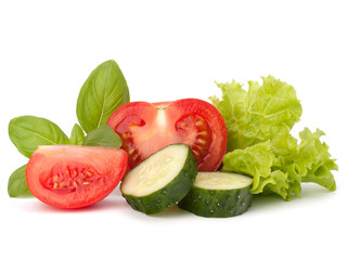 tomato, cucumber vegetable and lettuce salad