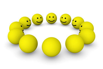 Group of smiley balls
