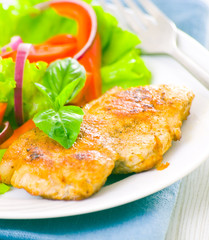 meat with vegetable salad