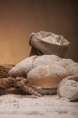 Traditional country theme with bread and cereals