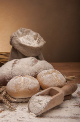 Traditional country theme with bread and cereals