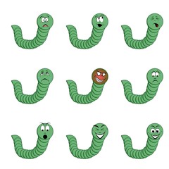 Regenwurm mit lustigen Gesichtern