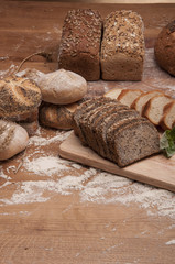 Baking goods on wooden table