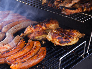 Grilling Sausage and Chicken