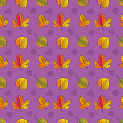 Seamless pattern with leaves, vector illustration