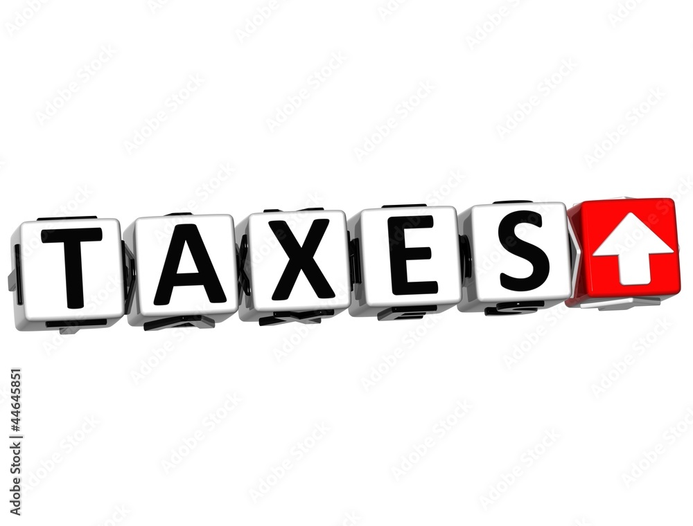 Poster 3d taxes button click here block text