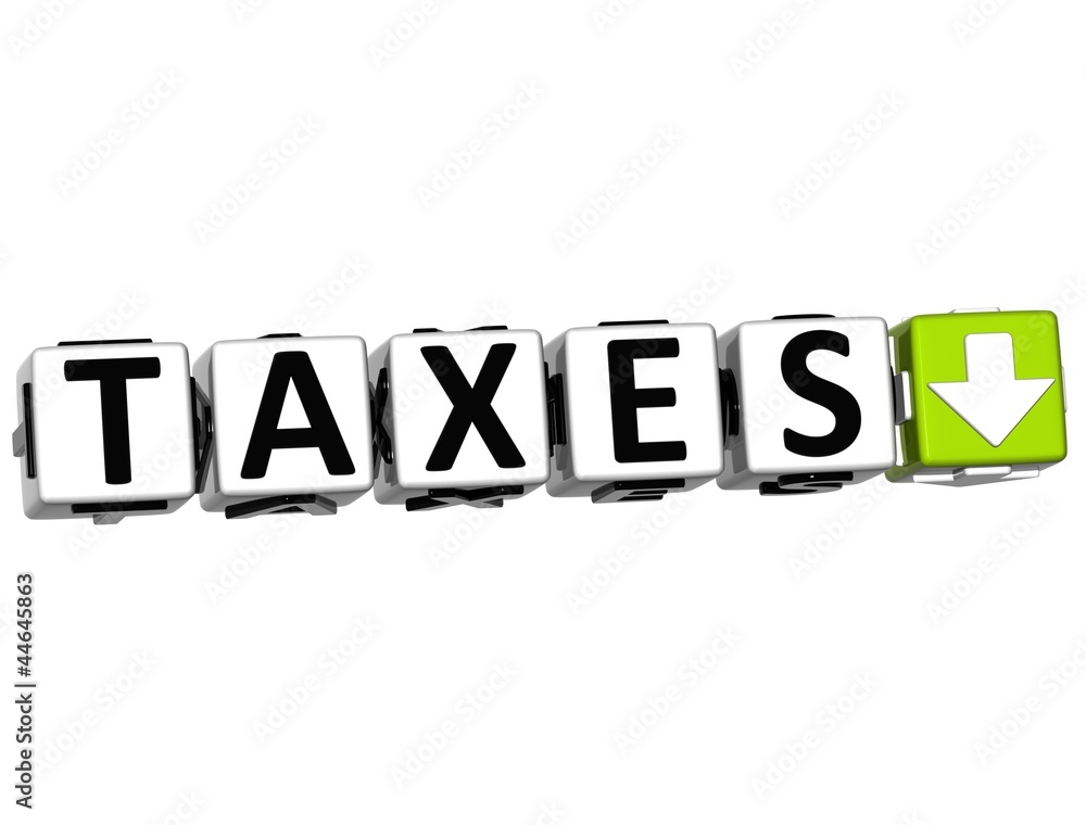 Poster 3d taxes button click here block text