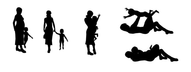 Silhouette Mom and Son