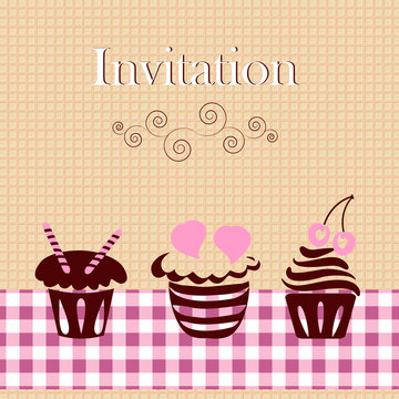 Invitation card with cakes