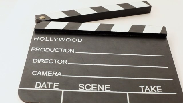 clapper for cinema with inscriptions