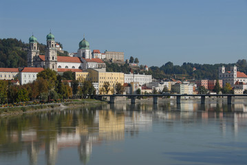 Passau, Altstadt mit Stephansdom, Inn, Bayern, Niederbayern