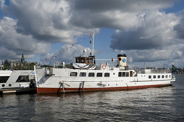 Old steamer at the dock in Stockholm