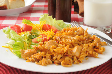 Chicken casserole and salad