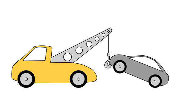 Abschleppwagen mit PKW, Illustration