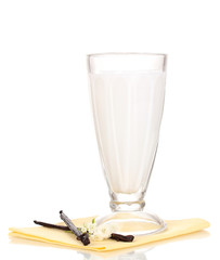 Vanilla milk shake isolated on white