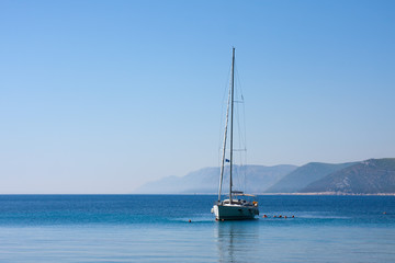 Fototapeta premium Sail boat and people, Adriatic sea