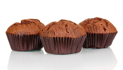 Fresh muffins isolated on white