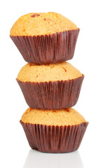 Fresh muffins isolated on white