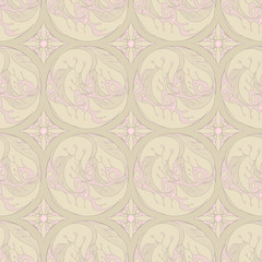 Seamless retro bronze pattern with leafs and flowers