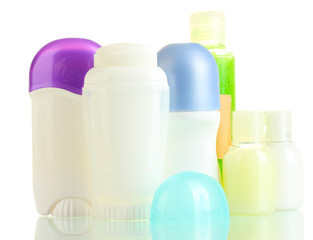 cosmetics bottles isolated on white
