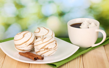 Air marshmallows on nature background